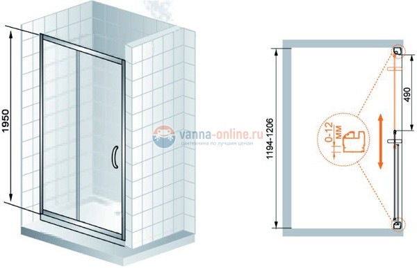 Душевая Cezares MODENA-BF-1-120 левая Душевая Cezares MODENA-BF-1-120 левая