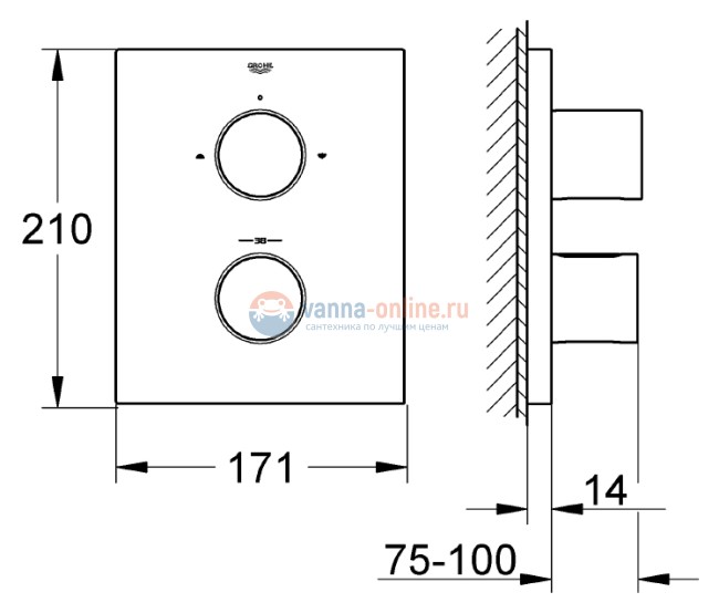 Смеситель Grohe Grohtherm F 27618000 для ванны и душа