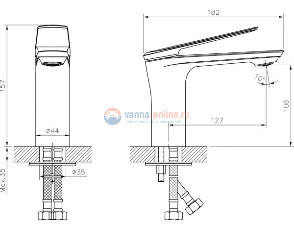 Смеситель для раковины Rush Bering BE5535-11, хром Смеситель для раковины Rush Bering BE5535-11, хром