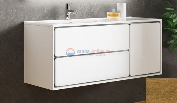 Тумба с раковиной Sanvit Бруно 2, 120 х 50 см, чаша раковины по центру, цвет - акация светлая