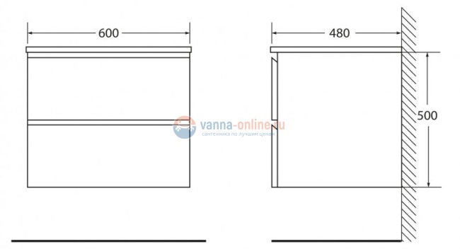 Тумба с раковиной BelBagno Luce LUCE-600-2C-SO-PT, 60 х 48 х 50 см, цвет серый камень (stone) Тумба с раковиной BelBagno Luce LUCE-600-2C-SO-PT, 60 х 48 х 50 см, цвет серый камень (stone)
