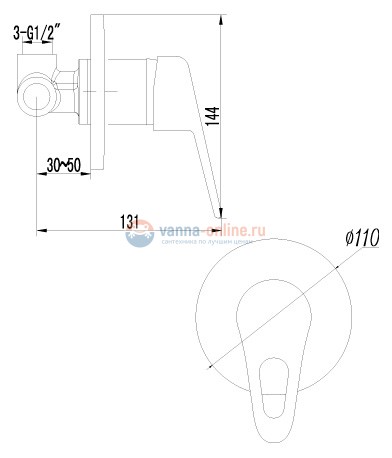 Смеситель для душа Lemark Luna LM4123C с внутренней частью Смеситель для душа Lemark Luna LM4123C с внутренней частью