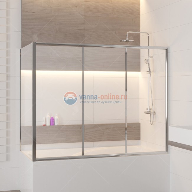 Шторка на ванну RGW SC-81, 04118188-11, 180 x 80 x 150 см стекло прозрачное, хром