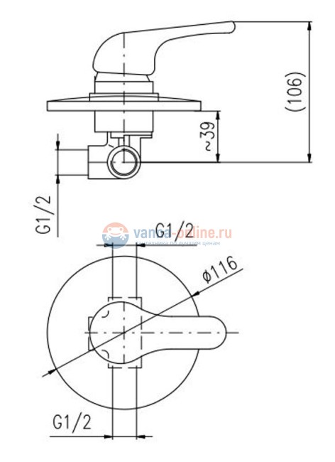 Смеситель скрытого монтажа для душа Rav-Slezak Sazava SA383, хром