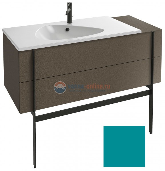 Тумба под раковину Jacob Delafon Nouvelle Vague 120 EB3033-G78, 2 ящика, с выступом, цвет - бирюзовый глянцевый