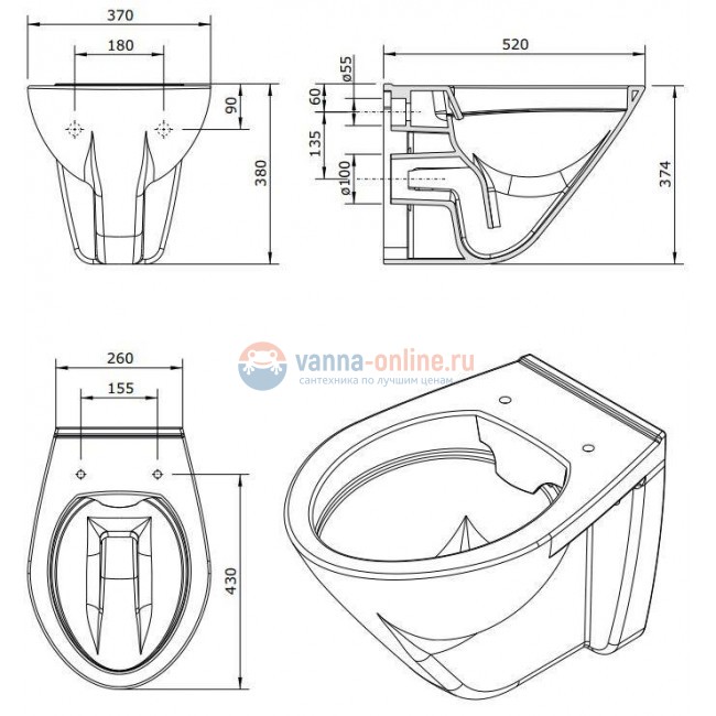 Инсталляция Mepa 514306 с унитазом Sanindusa Cetus 110034004, сиденье микролифт, комплект