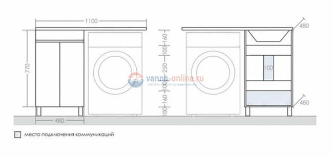 Тумба под раковину СаНта Марс 48, 700264, напольная
