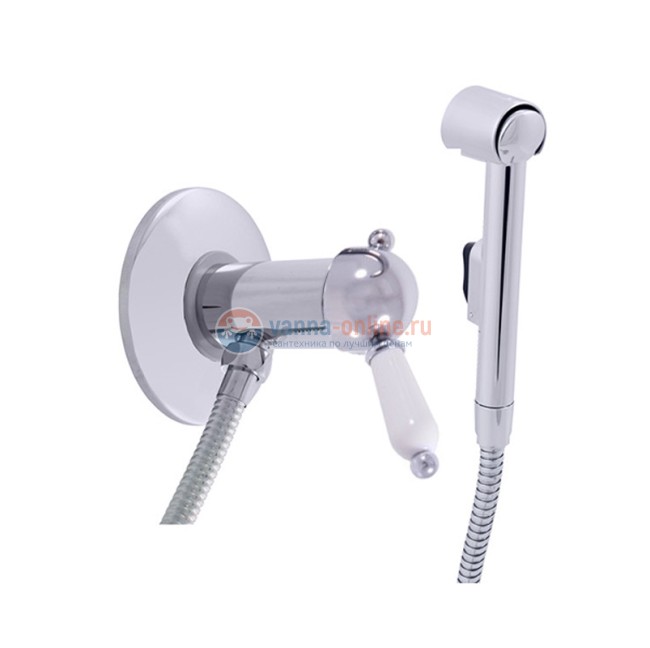 Смеситель скрытого монтажа для биде Rav-Slezak Labe L547, с гигиенической лейкой, хром/белый Смеситель скрытого монтажа для биде Rav-Slezak Labe L547, с гигиенической лейкой, хром/белый