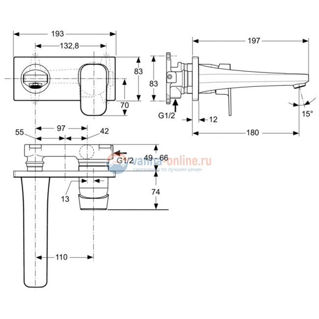 Смеситель для раковины Ideal Standard TONIC II A6334AA Смеситель для раковины Ideal Standard TONIC II A6334AA