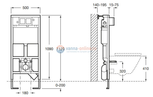 Инсталляционная система Roca Duplo WC 890090020 для унитаза