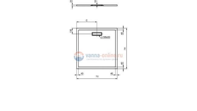 Душевой поддон 700x700x25 мм Ideal Standard T4465V1 ULTRAFLAT NEW