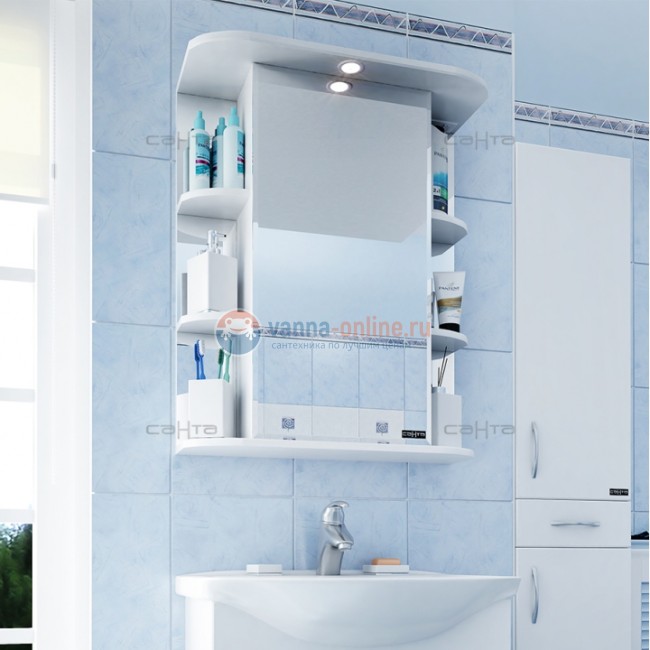 Зеркальный шкаф СаНта Герда 50 101018 с подсветкой, цвет белый