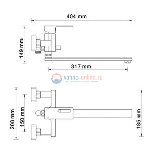 Смеситель WasserKRAFT Alme 1502L для ванны Смеситель WasserKRAFT Alme 1502L для ванны