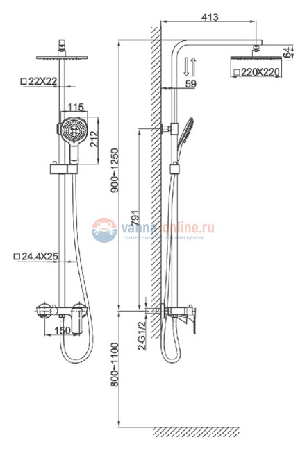 Душевая система D&K Berlin Technische DA1433715A02 черный Душевая система D&K Berlin Technische DA1433715A02 черный