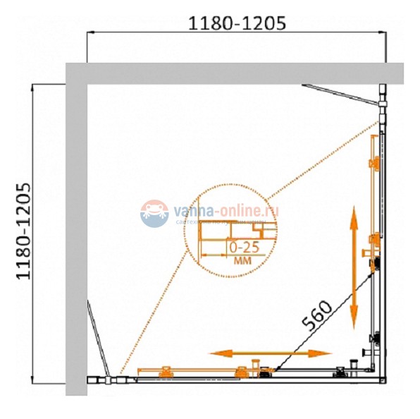 Душевой уголок Cezares Molveno-A-22-100+20-C-Cr-IV, 120 x 120 x 190 см, стекло прозрачное, хром