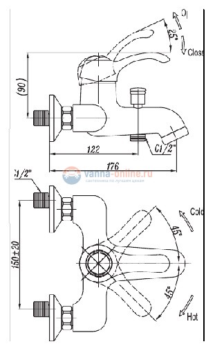 Смеситель Cezares Lira LIRA-VDM1-01 для ванны/душа, хром Смеситель Cezares Lira LIRA-VDM1-01 для ванны/душа, хром