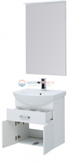 Тумба с раковиной Aquanet Ирис 60, 1 ящик, 2 дверцы, 00198381