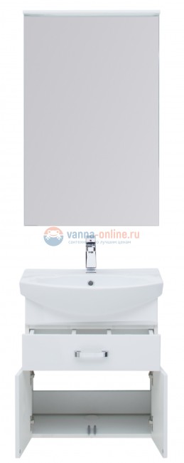Тумба с раковиной Aquanet Ирис 60, 1 ящик, 2 дверцы, 00198381