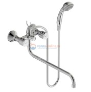 Смеситель Vidima ЭКО (Eco) BA164AA для ванны и душа с душевым гарнитуром, поворотный излив, хром