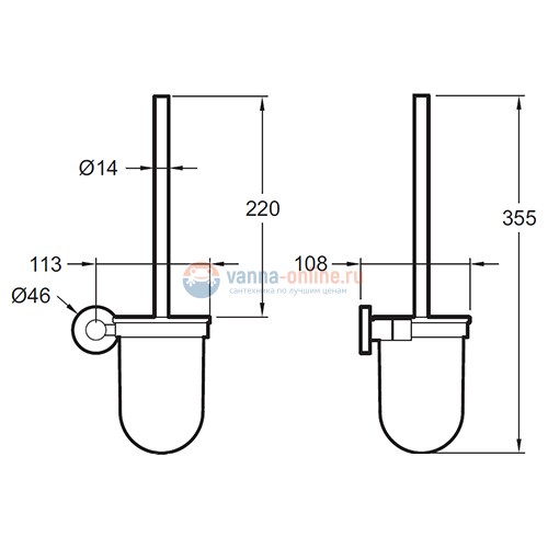Ершик подвесной Jacob Delafon Classique стеклянный (хром) E77830-CP