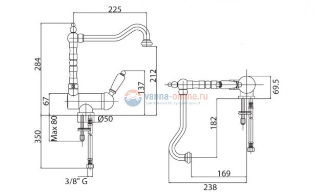 Смеситель Cezares VINTAGE-LLPM2-03-Sw-N для кухни, золото, ручки Swarovski Nero Смеситель Cezares VINTAGE-LLPM2-03-Sw-N для кухни, золото, ручки Swarovski Nero