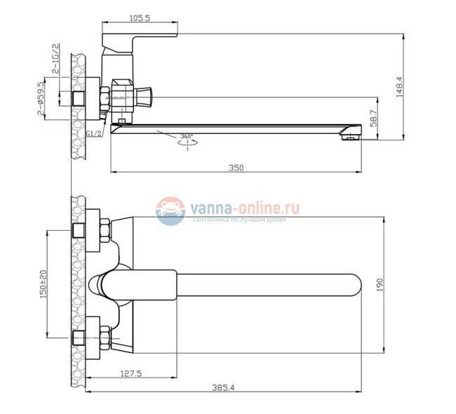 Смеситель Agger Brilliant A0321100 для ванны и душа, хром