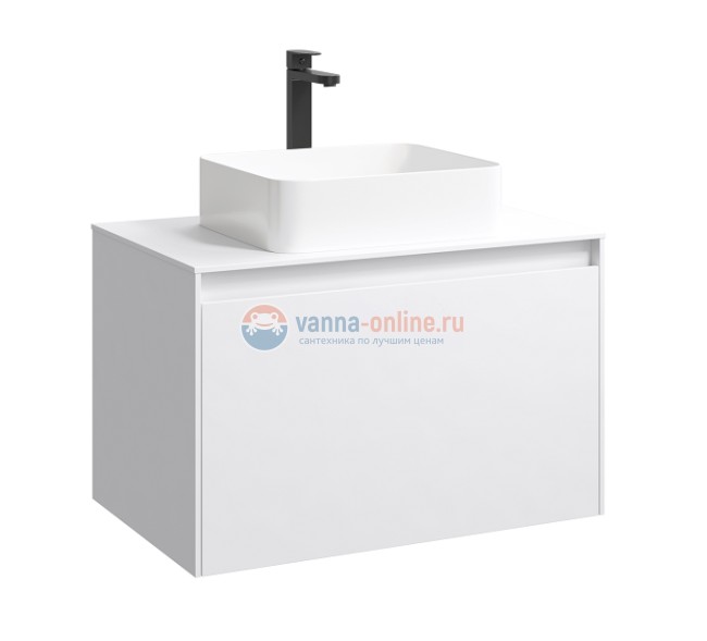 Тумба с раковиной Aqwella Mobi 80 см, фасад белый, корпус белый