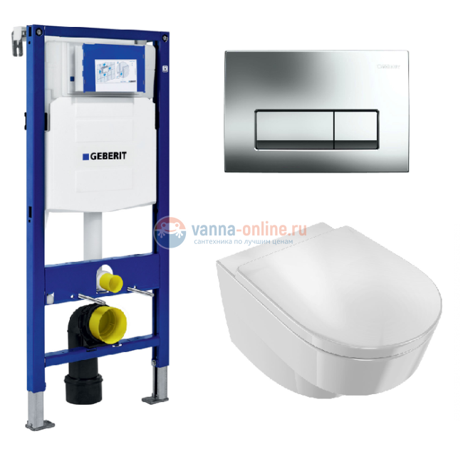 Инсталляция Geberit с безободковым унитазом Jacob Delafon Odeon Rive Gauche EDR102-00, сиденье стандарт, комплект 