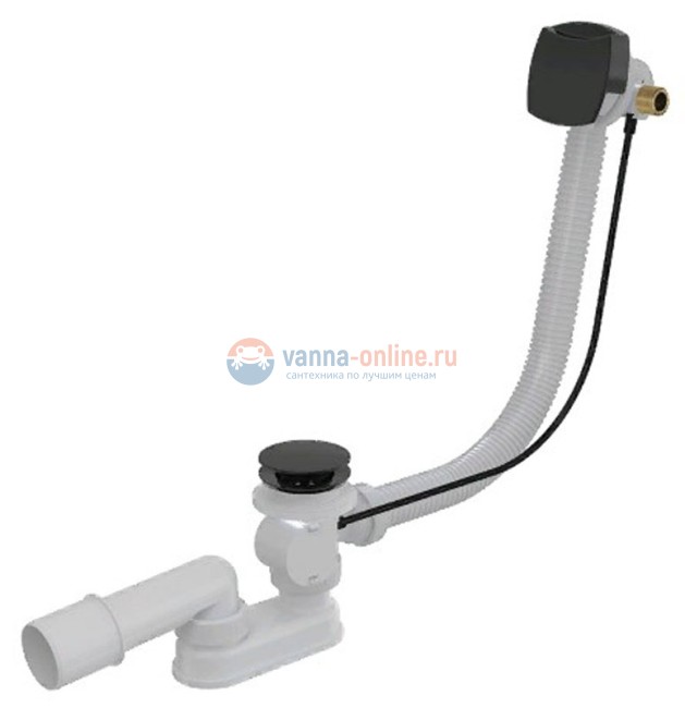 Слив-перелив AlcaPlast A564BLACK с наливом через перелив, цвет - черный матовый