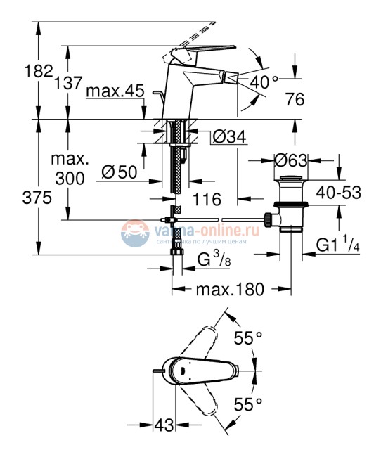 Смеситель Grohe Eurodisc Cosmopolitan 33244002 для биде