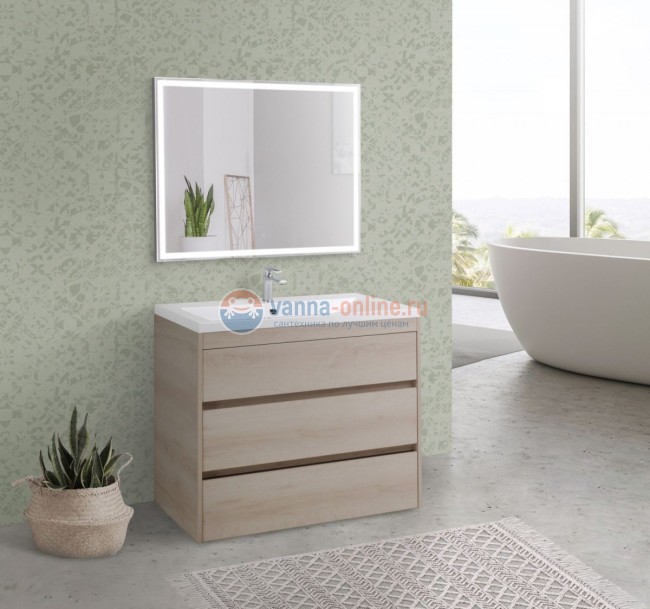 Тумба с раковиной Art&Max Family-900-3C-PIA-PB, 90 x 47 x 84.5 см напольная, бежевый (Pino Bianco)