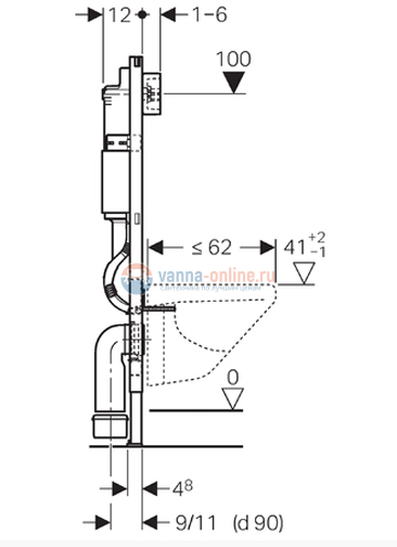 Инсталляция Geberit Duofix Платтенбау 458.125.21.1 UP100 с клавишей Delta 51 (хром глянец)