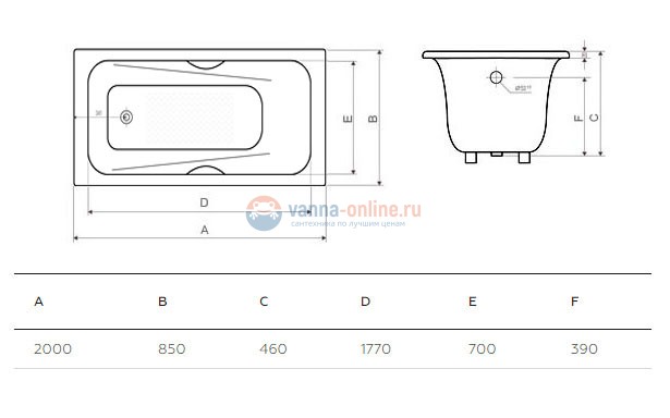 Чугунная ванна Goldman Maxima 200x85