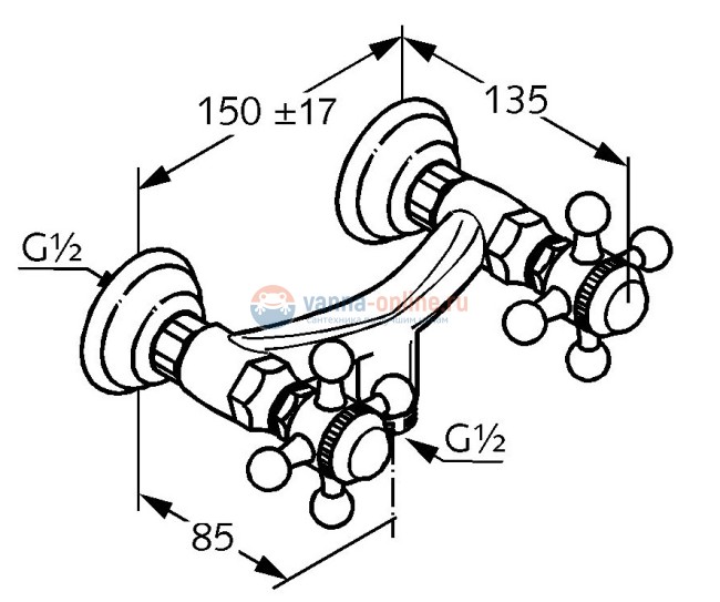 Смеситель Kludi Adlon 5161045G4 для душа, ручки хрусталь, цвет золото 23 карата Смеситель Kludi Adlon 5161045G4 для душа, ручки хрусталь, цвет золото 23 карата