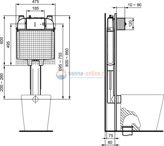 Встраиваемый бачок Ideal Standard PROSYS R014767