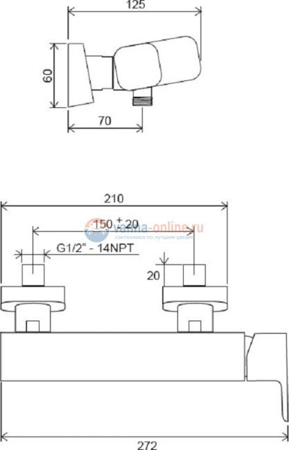 Смеситель для душа Ravak 10° Free-TD F 032.00/150, хром Смеситель для душа Ravak 10° Free-TD F 032.00/150, хром