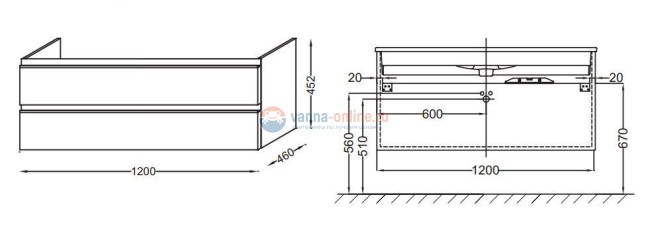 Тумба под раковину Jacob Delafon Vox 120 EB2021-RA-G1C, белый блестящий