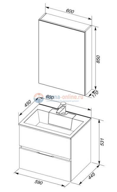 Тумба под раковину Aquanet Алвита 60 00182734, цвет ясень коимбра Тумба под раковину Aquanet Алвита 60 00182734, цвет ясень коимбра