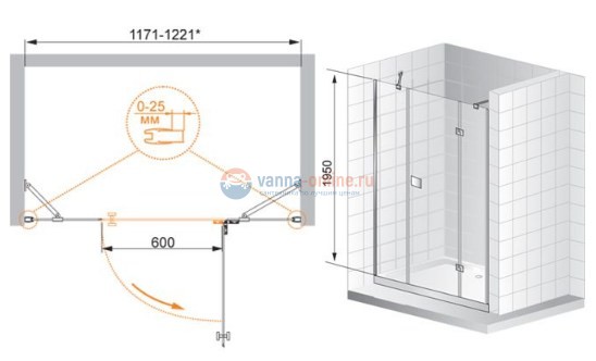 Душевая дверь Cezares CRYSTAL-B-13-30+60/60-C-Cr, профиль-хром Душевая дверь Cezares CRYSTAL-B-13-30+60/60-C-Cr, профиль-хром