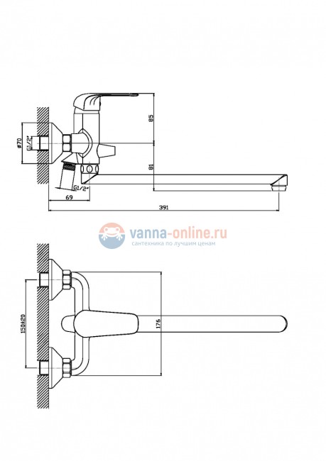 Смеситель Orange Iris M41-211cr для ванны и душа Смеситель Orange Iris M41-211cr для ванны и душа