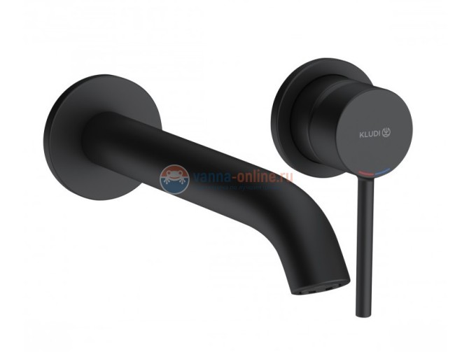 Смеситель Kludi Bozz 382453976 для раковины на 2 отверстия, излив 23 см, черный матовый