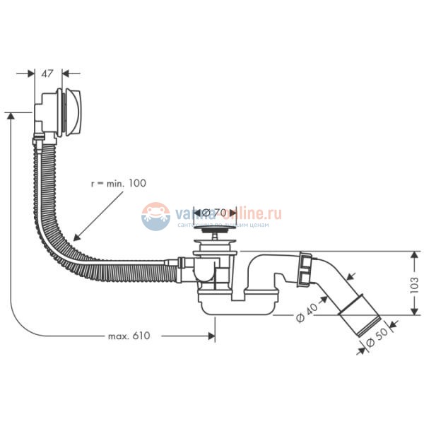 Слив-перелив Hansgrohe Flexaplus S 58150000, standart
