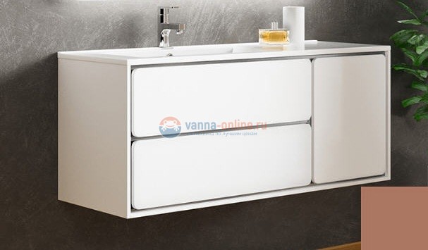 Тумба с раковиной Sanvit Бруно 2, 120 х 50 см, чаша раковины по центру, цвет - капучино