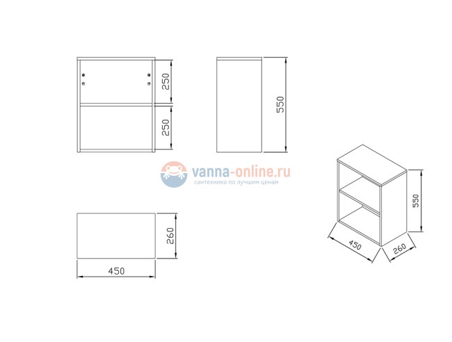 Шкаф боковой Ravak SD Natural 450 X000001055, белый