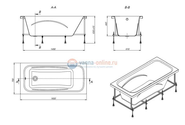 Акриловая ванна Roca Line 160х70 см ZRU9302985