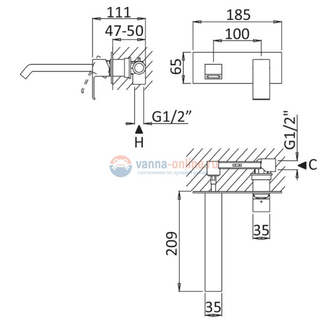 Смеситель для раковины Cezares Porta PORTA-BLI-01-W0, хром Смеситель для раковины Cezares Porta PORTA-BLI-01-W0, хром