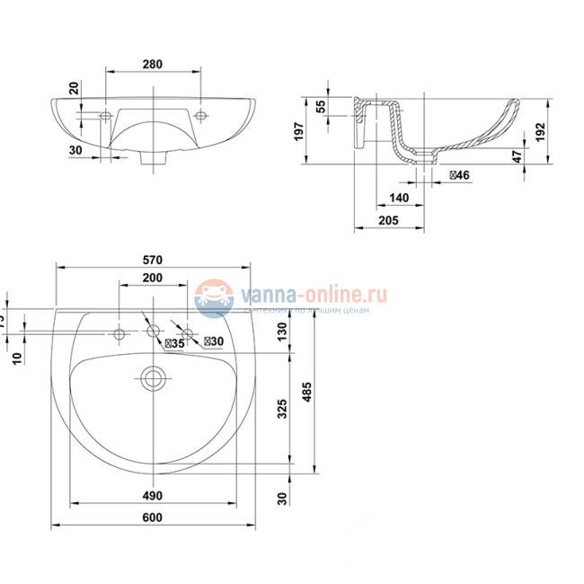 Раковина Gala Elia 18040/71885, 60 x 48.5 см