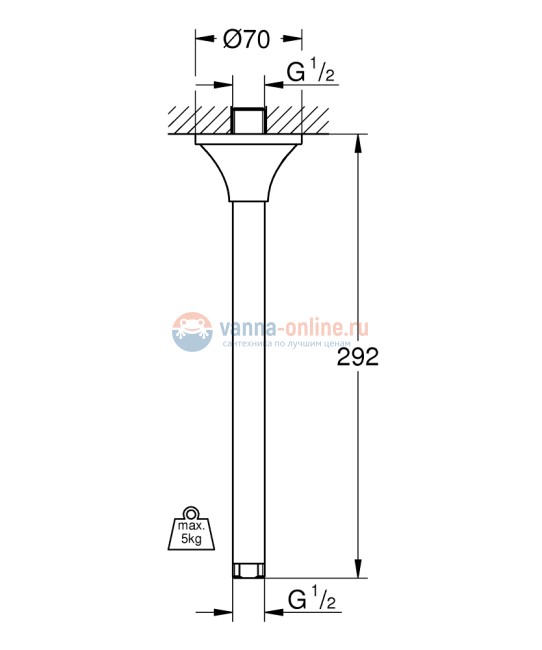 Потолочный душевой кронштейн Grohe Rainshower Grandera 27982IG0, хром/золото Потолочный душевой кронштейн Grohe Rainshower Grandera 27982IG0, хром/золото