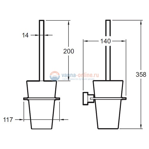 Ершик настенный Jacob Delafon Mecanique стекло/хром E77871-CP Ершик настенный Jacob Delafon Mecanique стекло/хром E77871-CP