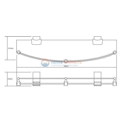 Полка WasserKRAFT Exter K-5244 стеклянная с бортиком Полка WasserKRAFT Exter K-5244 стеклянная с бортиком